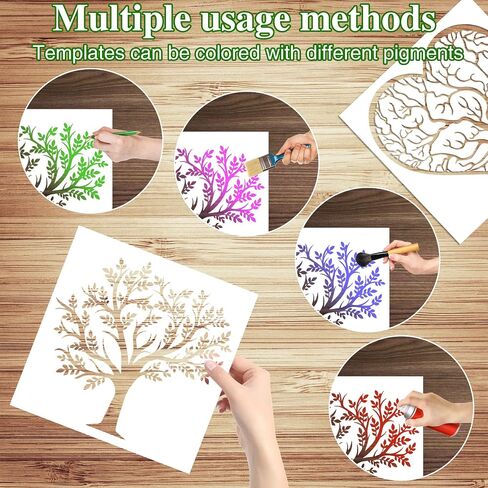 24 قطعة استنسل للرسم، استنسل طلاء هندسي قابل لإعادة الاستخدام، استنسل طبقات تجريدية للرسم على القماش الخشبي والأثاث وديكور الأرضيات DIY in Kuwait