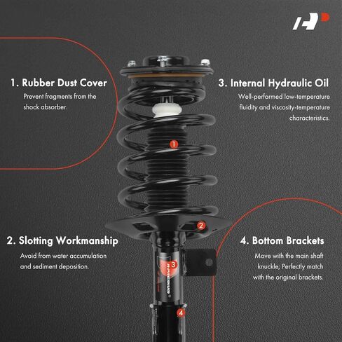 A-Premium Front Complete Strut and Coil Spring Assembly Compatible with Cadillac DeVille 1997-1999, Eldorado 1997-2002, Seville 1997, 2-PC Set in Saudi Arabia