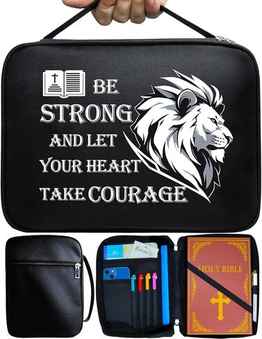 My Holy Bible Case, Practical Bible Cover Case with Handle, Pockets, Pen Slots, 10" x 8" Portable Bible Carrier Bag Fit Medium to Small Bibles Christian Church Gifts for Boys Girls Men Women in Saudi Arabia