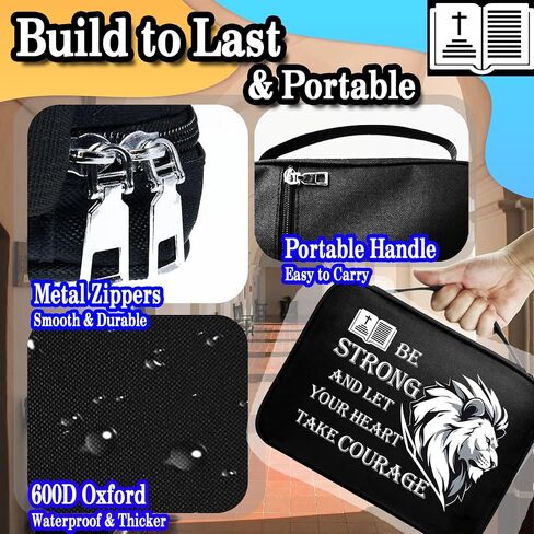 My Holy Bible Case, Practical Bible Cover Case with Handle, Pockets, Pen Slots, 10" x 8" Portable Bible Carrier Bag Fit Medium to Small Bibles Christian Church Gifts for Boys Girls Men Women in Saudi Arabia