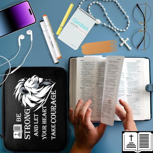 My Holy Bible Case, Practical Bible Cover Case with Handle, Pockets, Pen Slots, 10" x 8" Portable Bible Carrier Bag Fit Medium to Small Bibles Christian Church Gifts for Boys Girls Men Women in Saudi Arabia