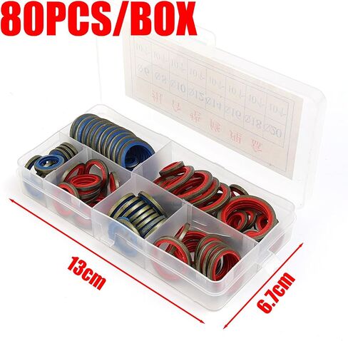 80pcs Car Oil Drain Plug Gasket Kit M6-M20 Rubber Metal Seal O-Ring Bonded Washer Engine Repair Tools in Saudi Arabia