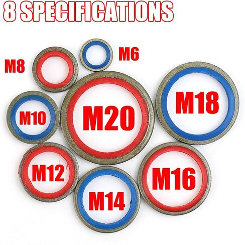 80pcs Car Oil Drain Plug Gasket Kit M6-M20 Rubber Metal Seal O-Ring Bonded Washer Engine Repair Tools in Saudi Arabia