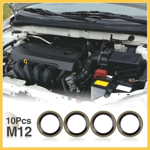 10pcs M12 Bronze Tone Car Engine Oil Drain Crush Flat Bonded Washer Gaskets Auto Replacement Parts in Saudi Arabia