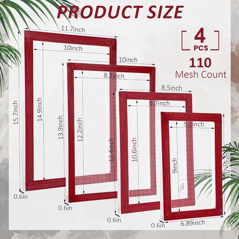 Otoolling 4 Pcs 4 Size Aluminum Silk Screen Printing Frame with 110 White Mesh Screen Printed Frame for Handicraft Beginner, 9 x 5.1 Inch, 10.6 x 6.7 Inch, 12.2 x 8.2 Inches, 14 x 10 Inches in Saudi Arabia
