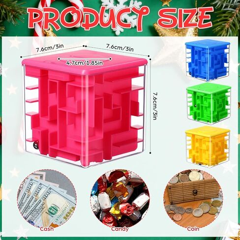 2 Pcs Money Box for Cash Gift Stocking Stuffers Plastic Cash Money Maze Puzzle Box for Adults Christmas Birthday Party Favors (Red, Blue) in Saudi Arabia