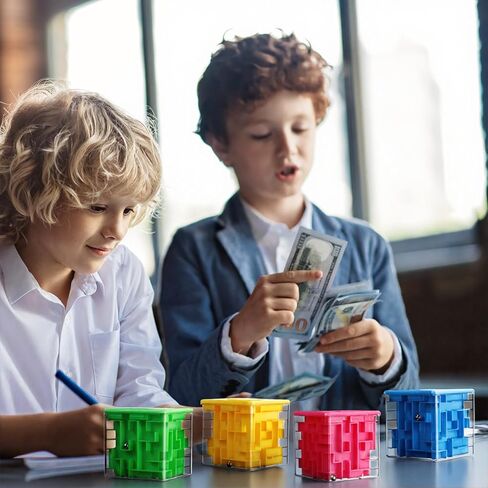 2 Pcs Money Box for Cash Gift Stocking Stuffers Plastic Cash Money Maze Puzzle Box for Adults Christmas Birthday Party Favors (Red, Blue) in Saudi Arabia