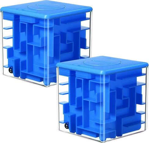 2 Pcs Money Box for Cash Gift Stocking Stuffers Plastic Cash Money Maze Puzzle Box for Adults Christmas Birthday Party Favors (Red, Blue) in Saudi Arabia