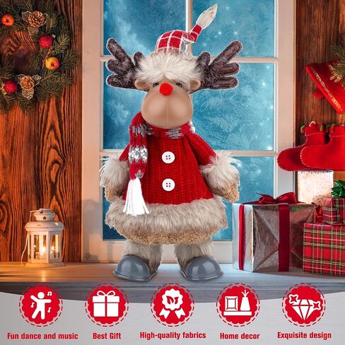 Electric Reindeer with Singing, Dancing, Christmas Animatronics Musical Reindeer, Christmas Plush Doll, Xmas Gift & Indoor Festive Decoration in Saudi Arabia