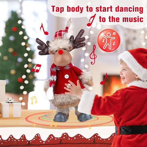 Electric Reindeer with Singing, Dancing, Christmas Animatronics Musical Reindeer, Christmas Plush Doll, Xmas Gift & Indoor Festive Decoration in Saudi Arabia