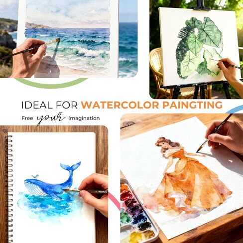Nicpro Travel Watercolor Brushes Set, 6Pcs Kolinsky Sable Performance Paint Brush for Professional Artist & Beginners with Round, Rigger, Cats Tongue, Oval Wash for Water Color, Ink Gouache Painting in Saudi Arabia