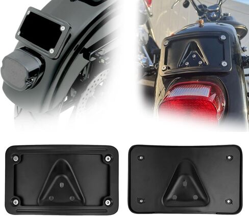 3148 Curved Laydown License Plate Mount with Frame for Harley 3 Hole Mount, Rear License Plate Bracket (Black) in Saudi Arabia