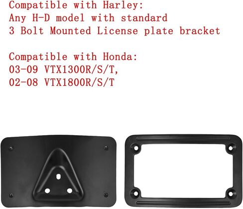 3148 Curved Laydown License Plate Mount with Frame for Harley 3 Hole Mount, Rear License Plate Bracket (Black) in Saudi Arabia