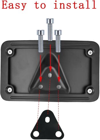3148 Curved Laydown License Plate Mount with Frame for Harley 3 Hole Mount, Rear License Plate Bracket (Black) in Saudi Arabia