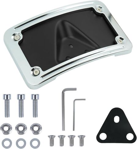 3148 Curved Laydown License Plate Mount with Frame for Harley 3 Hole Mount, Rear License Plate Bracket (Black) in Saudi Arabia