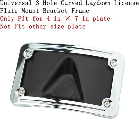 3148 Curved Laydown License Plate Mount with Frame for Harley 3 Hole Mount, Rear License Plate Bracket (Black) in Saudi Arabia