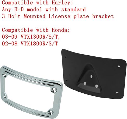 3148 Curved Laydown License Plate Mount with Frame for Harley 3 Hole Mount, Rear License Plate Bracket (Black) in Saudi Arabia