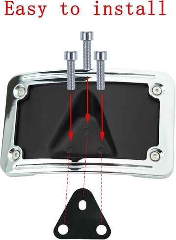 3148 Curved Laydown License Plate Mount with Frame for Harley 3 Hole Mount, Rear License Plate Bracket (Black) in Saudi Arabia