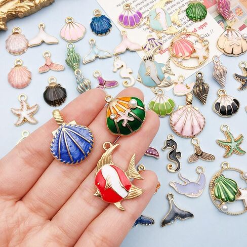 50pcs Enamel Charms for Jewelry Making Wholesale Assorted Mixed Bulk Metal Earring Findings for DIY Necklace Bracelet Keychain and Crafting in Saudi Arabia