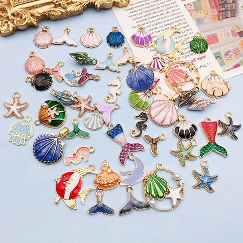 50pcs Enamel Charms for Jewelry Making Wholesale Assorted Mixed Bulk Metal Earring Findings for DIY Necklace Bracelet Keychain and Crafting in Saudi Arabia