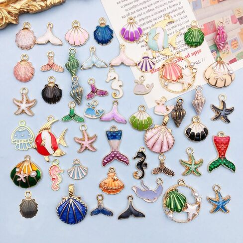 50pcs Enamel Charms for Jewelry Making Wholesale Assorted Mixed Bulk Metal Earring Findings for DIY Necklace Bracelet Keychain and Crafting in Saudi Arabia