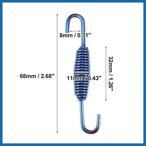 4 Pcs Motorcycles Universal Exhaust Pipe Spring 68mm 2.68" Stainless Steel Exhaust Pipe Spring Hook Modified Accessory Blue Item Replacement in Saudi Arabia