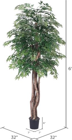 Vickerman 4' Indoor Artificial Ming Aralia Extra Full Bush, Brown Plastic Container. in Kuwait