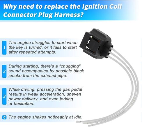 8 Pcs Ignition Coil Connector Plug Harness for RAM for JEEP Ignition Coilpack Female Connector Plug Harness Pigtail W/terminals for DODGE for CHRYSLER No.5019952AA in Saudi Arabia