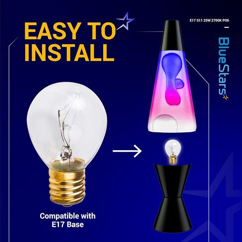 bluestars 4 حزم r39 e17 25 واط لمبات مصباح الحمم البركانية، مصابيح بريق، 2700k أبيض دافئ، عكس الضوء، 150lm، نوع العاكس in Saudi Arabia