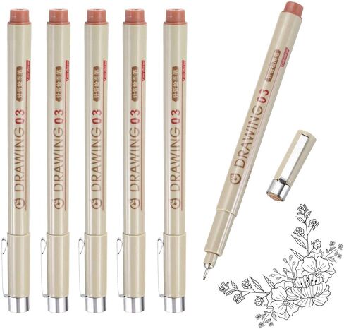 MECCANIXITY 03 Fineliner Ink Pens, 6Pcs 0.35mm Brown Micro Pens with Waterproof Archival Ink for Watercolor Sketching Cartoon Technical Drawing in Saudi Arabia