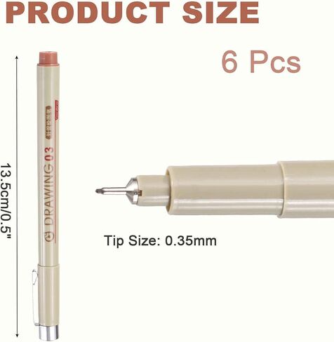 MECCANIXITY 03 Fineliner Ink Pens, 6Pcs 0.35mm Brown Micro Pens with Waterproof Archival Ink for Watercolor Sketching Cartoon Technical Drawing in Saudi Arabia