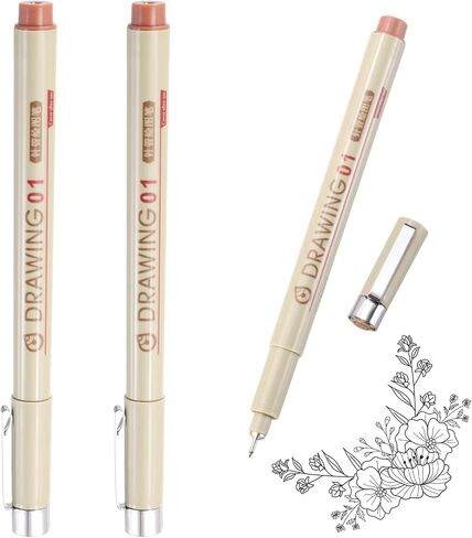 MECCANIXITY 01 Fineliner Ink Pens, 3Pcs 0.25mm Brown Micro Pens with Waterproof Archival Ink for Watercolor Sketching Cartoon Technical Drawing in Kuwait