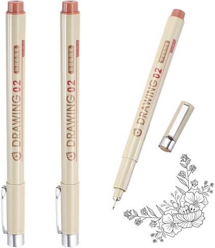 MECCANIXITY 01 Fineliner Ink Pens, 3Pcs 0.25mm Brown Micro Pens with Waterproof Archival Ink for Watercolor Sketching Cartoon Technical Drawing in Kuwait