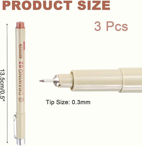 MECCANIXITY 01 Fineliner Ink Pens, 3Pcs 0.25mm Brown Micro Pens with Waterproof Archival Ink for Watercolor Sketching Cartoon Technical Drawing in Kuwait