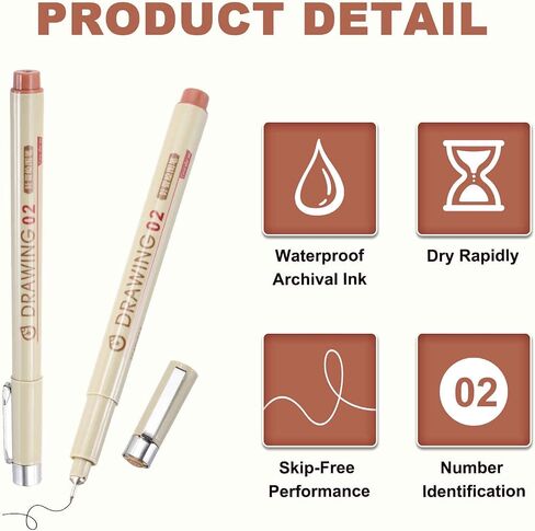 MECCANIXITY 01 Fineliner Ink Pens, 3Pcs 0.25mm Brown Micro Pens with Waterproof Archival Ink for Watercolor Sketching Cartoon Technical Drawing in Kuwait