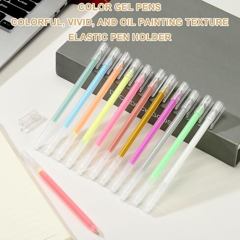 PATIKIL 12 Pcs Colored Gel Pens, 0.5mm Fine Point Pastel Gel Pens High Light Ink for DIY Projects Painting Journaling Notebook Black Paper Drawing, 15cm Length Gold Ink in Saudi Arabia
