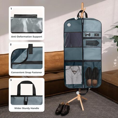 pack all 40" Gusseted Travel Garment Bag, Heavy Duty Hanging Suit Bag, Dress Bag for Closet Storage, Foldable Suit Cover Protector for Clothes Shirts Dresses Coats(Grey) in Kuwait
