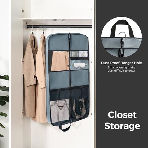 pack all 40" Gusseted Travel Garment Bag, Heavy Duty Hanging Suit Bag, Dress Bag for Closet Storage, Foldable Suit Cover Protector for Clothes Shirts Dresses Coats(Grey) in Kuwait