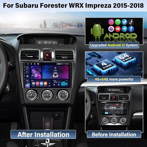UNITOPSCI for Subaru Forester WRX Impreza 2015-2018 Radio, 2G+64G Android 13 Car Stereo Wireelss Apple CarPlay Android Auto 9 Inch Touchscreen WiFi GPS Navi Bluetooth FM/RDS HiFi SWC+Backup Camera in Kuwait