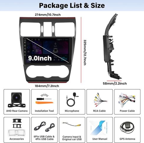 UNITOPSCI for Subaru Forester WRX Impreza 2015-2018 Radio, 2G+64G Android 13 Car Stereo Wireelss Apple CarPlay Android Auto 9 Inch Touchscreen WiFi GPS Navi Bluetooth FM/RDS HiFi SWC+Backup Camera in Kuwait