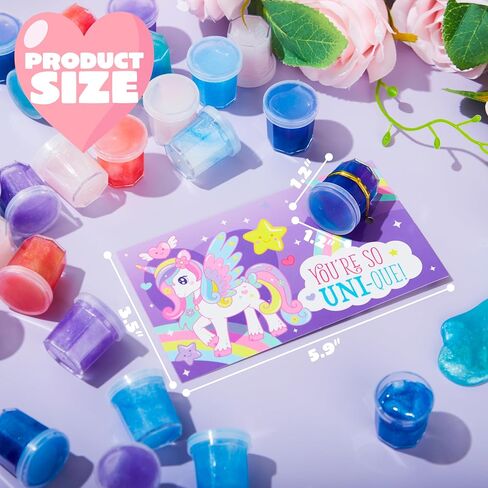 JOYIN 30 حزمة من بطاقات هدايا عيد الحب مع لعبة تململ لتخفيف التوتر من Galaxy Slime لصالح حفلات الأطفال، وجوائز تبادل الفصول الدراسية، وهدايا حفلات عيد الحب، وبطاقات تهنئة عيد الحب in Kuwait