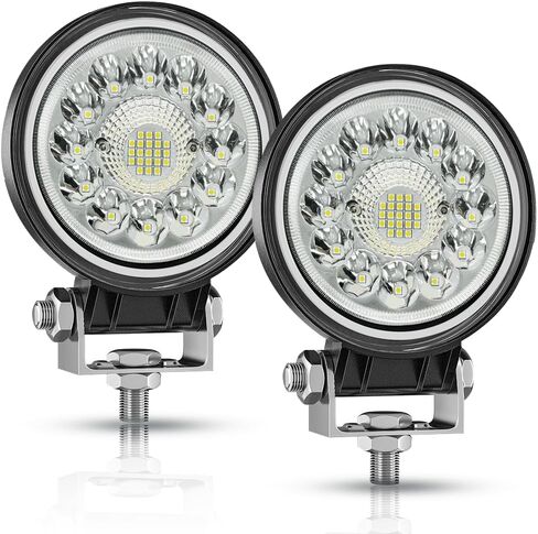 أضواء عمل جرار LED، 4 بوصة 99 وات أضواء الطرق الوعرة بقعة شعاع الفيضانات بقيادة القرون الخفيفة، 12 فولت 24 فولت ضوء الضباب للقيادة لشاحنة مركبة جولف سيارة RV قارب ATV UTV SUV دراجة نارية Snowplow، 2PCS in Kuwait