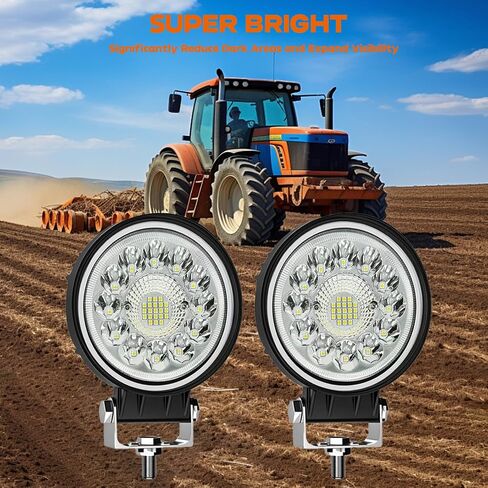 أضواء عمل جرار LED، 4 بوصة 99 وات أضواء الطرق الوعرة بقعة شعاع الفيضانات بقيادة القرون الخفيفة، 12 فولت 24 فولت ضوء الضباب للقيادة لشاحنة مركبة جولف سيارة RV قارب ATV UTV SUV دراجة نارية Snowplow، 2PCS in Kuwait