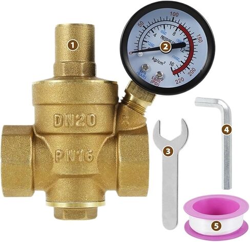 1pcs A42I-3/4Inch DN20 Brass Water Pressure Regulator Valve Water Pressure Reducer Regulator Adjustable Relief Valve Gauge in Saudi Arabia