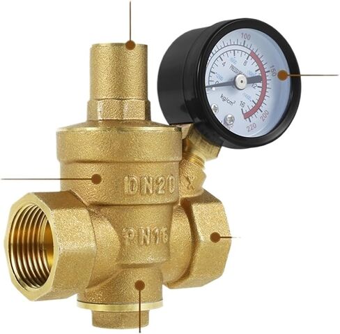1pcs A42I-3/4Inch DN20 Brass Water Pressure Regulator Valve Water Pressure Reducer Regulator Adjustable Relief Valve Gauge in Saudi Arabia