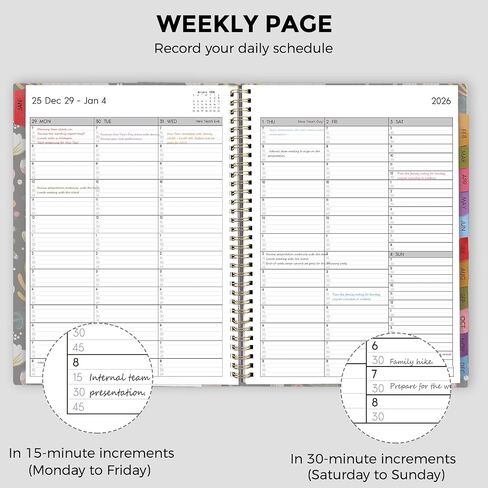 SKYDUE 2026 Appointment Book, 8.5" x 11", Hourly Planner with 15 & 30-Minute Increments, Weekly & Monthly Planner for January - December 2026, Perfect for Daily Planning, Flower in Saudi Arabia