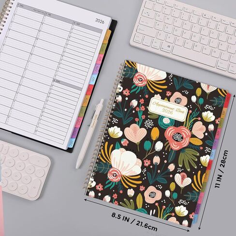 SKYDUE 2026 Appointment Book, 8.5" x 11", Hourly Planner with 15 & 30-Minute Increments, Weekly & Monthly Planner for January - December 2026, Perfect for Daily Planning, Flower in Saudi Arabia