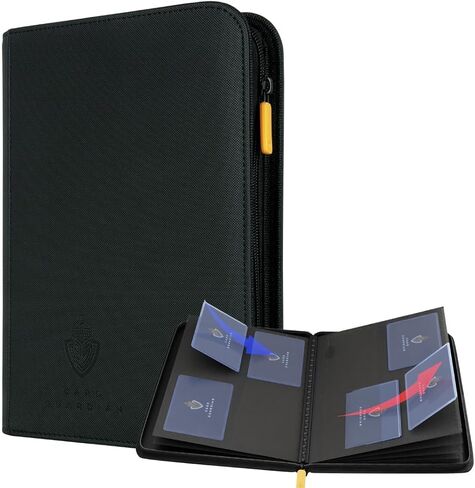 Card Guardian - 4 Pocket Premium Binder for 160 Cards (Black) | Zipper Closure and Side Loaded Pockets | Compatible with Trading & Sports Cards including Magic the Gathering, Yugioh, Baseball Cards in Saudi Arabia