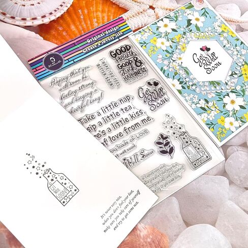 Alinacutle Floral Stamps Clear Stamps,Silicon Stamp,Paper Craft Ink Stamps for Handmade Card/Scrapbooking/Album/Planner, Paper Craft Transparent Stamps,Floral Flower with Leaves 1/PK in Kuwait