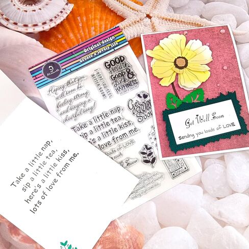 Alinacutle Floral Stamps Clear Stamps,Silicon Stamp,Paper Craft Ink Stamps for Handmade Card/Scrapbooking/Album/Planner, Paper Craft Transparent Stamps,Floral Flower with Leaves 1/PK in Kuwait